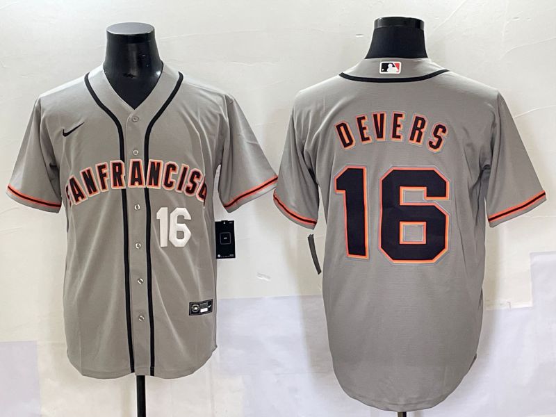Men 2025 San Francisco Giants #16 Devers Grey Game Nike MLB Jersey style 44
